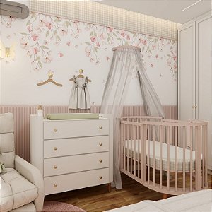 Papel de Parede para Quarto Infantil Personalizado Pendente Floral