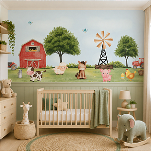 Papel de Parede Quarto Infantil Personalizado Fazendinha baby