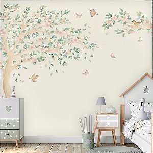Papel de Parede Infantil Personalizado Floresta Feliz - Passarinhos