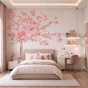 Papel de Parede Personalizado Quarto Infantil Aquarela Árvore