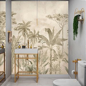 Papel de Parede Personalizado para Lavabo Mata Palmeiras Selvagens 100% Lavável - Feito Sob medida