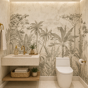 Papel de Parede Personalizado para Lavabo Mata Palmeiras Selvagens 100% Lavável - Feito Sob medida