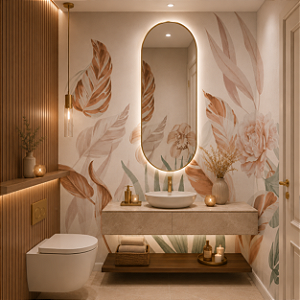 Papel de Parede Personalizado para Lavabo Folhagen Exotics 100% Lavável - Feito Sob medida