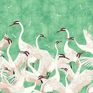 Papel de Parede Personalizado Cisne Verde Claro – Non Woven Premium, Lavável e Sob Medida