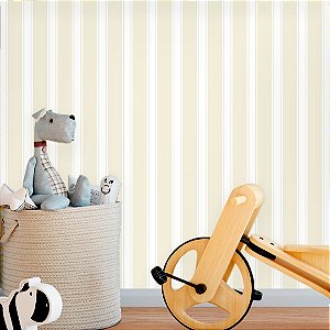 Papel de Parede Quarto Personalizado Infantil - Listras Creme