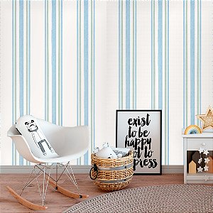 Papel de Parede Quarto Personalizado Infantil - Listras Azul e Verde