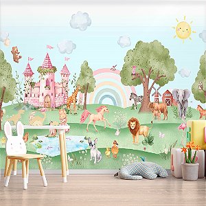 Papel de Parede Quarto Infantil Personalizado Mundo Encantado