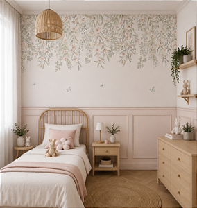 Papel de Parede Personalizado Quarto Jardim Suspenso Delicado