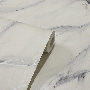 Papel De Parede Texturizado Relevo Vinílico Importado Lavável  Mármore Prata  - PDL1503 Rolo 9,5MT