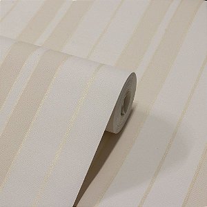 Papel De Parede Relevo Vinílico Importado Lavável Listrado Marfim com Dourado - PDS3701 Rolo 9,5MT
