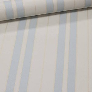 Papel De Parede Relevo Vinílico Importado Lavável Listrado Azul com Dourado- PDS3706 Rolo 9,5MT