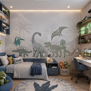Papel de Parede Infantil Personalizado Non Woven Dinos