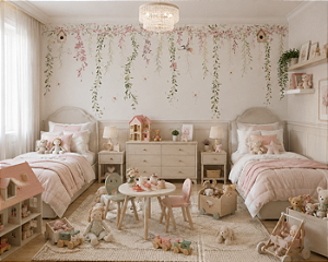 Papel de Parede Infantil Personalizado Pendente Florido
