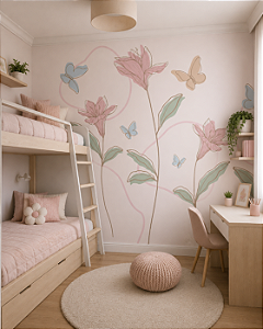 Papel de Parede Quarto Infantil Personalizado Meu Jardim Florido