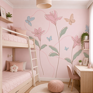 Papel de Parede Quarto Infantil Personalizado Meu Jardim Florido