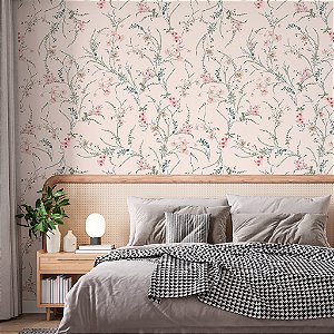 Papel de Parede Quarto Personalizado Floral Delicado