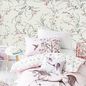 Papel de Parede Quarto Personalizado Floral Delicado
