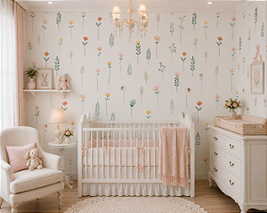Papel de Parede Quarto Personalizado Jardim Delicado