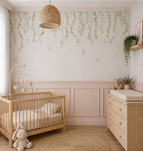 Papel de Parede Personalizado Quarto Infantil Jardim Suspenso Borboletas