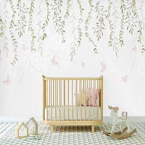 Papel de Parede Personalizado Quarto Infantil  Jardim Suspenso Borboletas