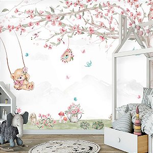 Papel de Parede Personalizado Quarto Infantil Doce Jardim
