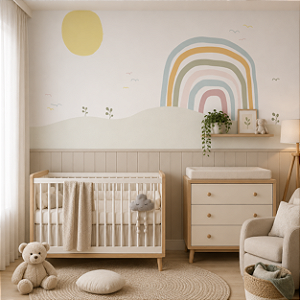 Papel de Parede Personalizado Quarto Infantil Arco-íris Assimétrico