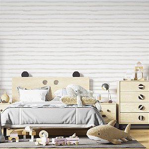 Papel de Parede Personalizado Quarto Listras em Aquarela Assimétricas  Bege