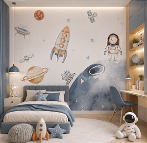 Papel de Parede Personalizado Quarto Infantil Espaço