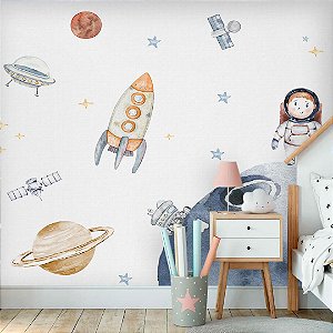 Papel de Parede Personalizado Quarto Infantil Espaço