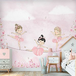 Papel de Parede Personalizado Quarto Infantil  Três Bailarinas