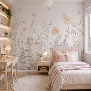 Papel de Parede Personalizado Quarto Infantil - Jardim Feliz