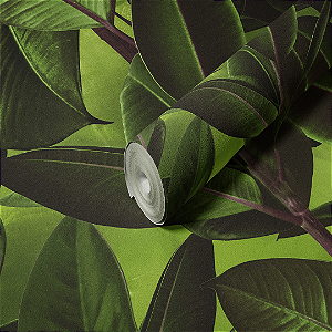 Papel de Parede Importado Textura Folhagem Verde Vinílico VT60 - Rolo de 10 metros