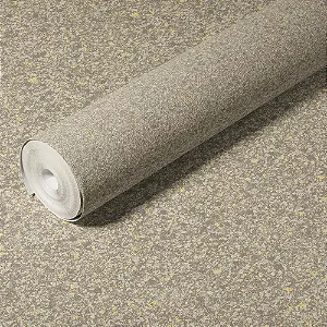 Papel de Parede Importado Premium Texturizado Efeito Micca Marrom Claro com Dourado Vinílico VT43 - Rolo de 10 metros