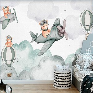 Papel de Parede Infantil  Quarto Personalizado  Passeio Encantado - Ursinhos