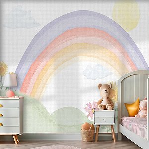 Papel de Parede Quarto Infantil Personalizado Arco-Íris Encanto