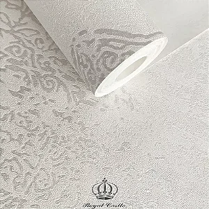 Papel de Parede Vinílico Importado Mandala Prata fundo claro - Rolo de 10 metros MV07