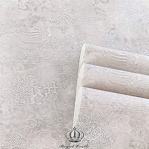 Papel De Parede Arabesco Mandala Importado Vinílico Lavável Luxo Cinza MV37 Rolo 10 MT