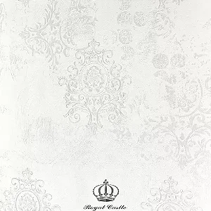 Papel De Parede Arabesco Importado Vinílico Lavável Fundo Claro - Prata e leve Brilho MV44 Rolo 10 MT