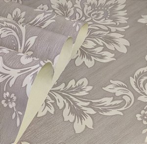 Papel de Parede Vinílico Arabesco Importado Fundo Arroxeado- Rolo de 10 metros SPX83