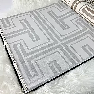 Papel de Parede Vinílico Geométrico Cinza Rolo de 10 MT EVX823