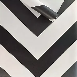 Papel de Parede Vinílico Geométrico Chevron Preto e Branco Rolo de 10 MT EVX823