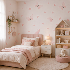 Papel de Parede Personalizado Quarto de Menina Butterfly Cute