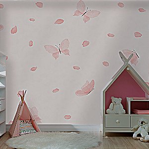 Papel de Parede Personalizado Quarto de Menina Butterfly Cute