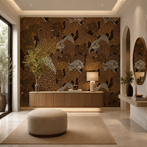 Papel de Parede Personalizado Sala Onça Pintanda Art