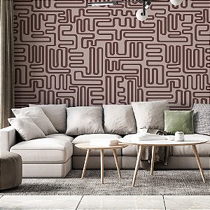 Papel de Parede Personalizado Abstrato Maze Chocolate
