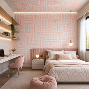 Papel de Parede Personalizado Abstrato Maze Rose