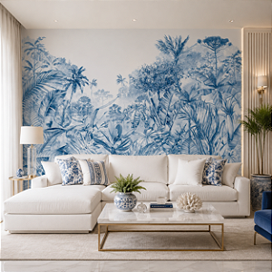 Papel de Parede Personalizado Art Mata Azul