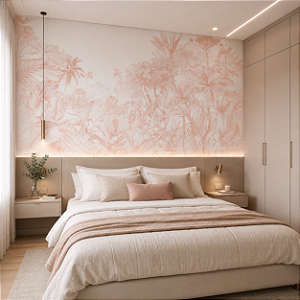 Papel de Parede Personalizado Quarto Art Mata Rose Sob Medida