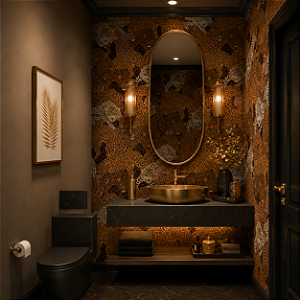 Papel de Parede Personalizado Lavabo Onças Art Sob Medida
