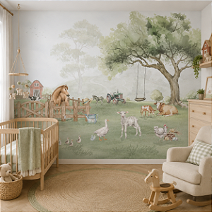Papel de Parede Personalizado Quarto Babê Fazenda Infantil